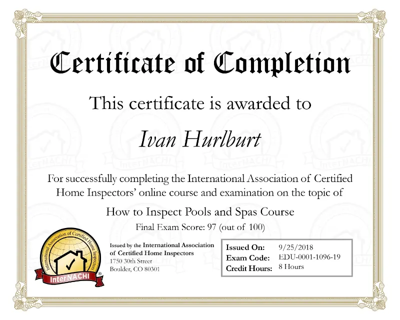 Home Inspector Certificate